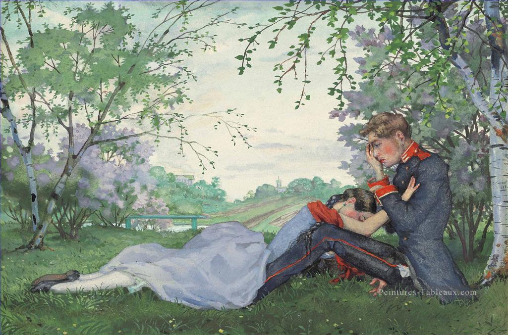Confession douloureuse Konstantin Somov paysage amant romantique Peintures à l'huile